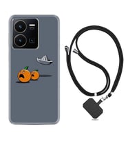 Vivo Y22 Kılıf Resimli Boyun Askılı İpli Desenli Silikon Orange Escape 1374