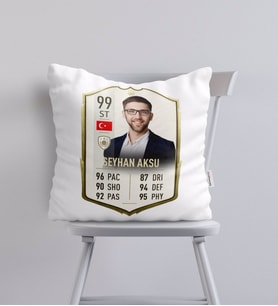 BK Gift Kişiye Özel Futbolcu Kartı Tasarımlı Kırlent Yastık-11