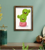 BK Gift Kaktüs Tasarımlı Doğal Masif Ahşap Çerçeveli Tablo 30x40cm-14