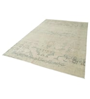 Eskitme Halı Krem Renkli Soyut Desenli El Dokuma Şık Salon Halısı Vintage Dekor Yatak Odası