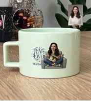 Kişiye Özel Karikatürlü Cat Lover Kedi Annesi Lüks Pastel Fincan Anneler Günü Hediyesi