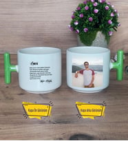 Amca Kupa Bardak Fotoğraflı T Yeşil Kulplu Amcaya Doğum Günü Hediyesi