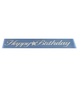 Kuşak Kurdela Happy Bırhday Mavi Gümüş .5 Mt-