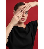 14 Ayar Modern Geometrik Altın Yüzük (Çok Renkli)