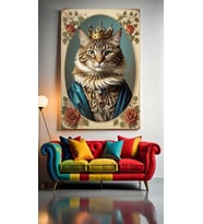 ASİL KEDİ Ev Duvar Salon Güzellik Salonu Ofis Dükkan Dekarasyon Kanvas Tablo (Akçaağaç)