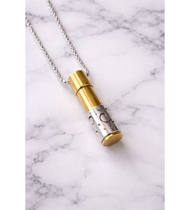 316L Paslanmaz Çelik Açılabilir Kapsül Kolye – Gold Renk Unisex Silindir Kolye 60 cm Zincir