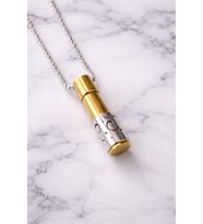 316L Paslanmaz Çelik Açılabilir Kapsül Kolye – Gold Renk Unisex Silindir Kolye 60 cm Zincir