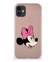 Apple iPhone 11 Soft Premier Kapak Minnie Mouse-A Tasarımlı Silikon Kılıf - Pudra (Şeffaf)