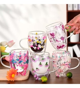 Cam Çiçekli Kupa Bardak 250 Ml