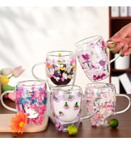 Cam Çiçekli Kupa Bardak 250 Ml