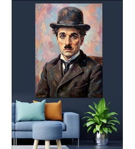 Charlie Chaplin İkonik Portre Tablo Dekoratif Kanvas - Mdf Ahşap Tablo
