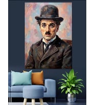Charlie Chaplin İkonik Portre Tablo Dekoratif Kanvas - Mdf Ahşap Tablo
