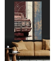 Eski Otomobil Vintage Retro Dekoratif Kanvas - Mdf Ahşap Tablo