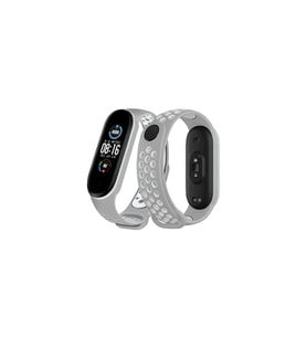 Xiaomi Mi Band 4 Spor Delikli Kordon - Gri-Beyaz