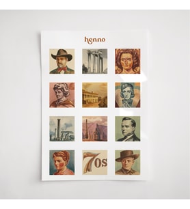 Retro İnsan Figürleri Sticker Seti (1 adet A6)  Planlayıcı, Ajanda, Scrapbook Çıkartma (Çok Renkli)
