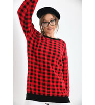 FTZ Women Kadın Kare Desen Bluz Siyah 21-6334