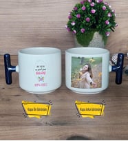 Doğum Günü Hediyesi Kupa Bardak Fotoğraflı T Lacivert Kulplu Yılın En Güzel Günü