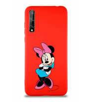 Huawei Y8P Soft Premier Kapak Minnie Mouse-D Tasarımlı Silikon Kılıf - Kırmızı (Şeffaf)
