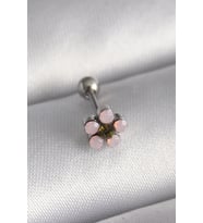 316L Çelik Gümüş Renk Zirkon Taşlı Çiçek Tragus Piercing - TJ-PR1277