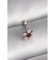 316L Çelik Gümüş Renk Zirkon Taşlı Çiçek Tragus Piercing - TJ-PR1277