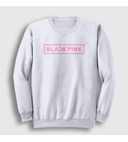 Presmono Unisex Beyaz Logo Blackpink Sweatshirt 19764tt (Beyaz)