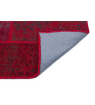 Kırmızı Bordo Zümrüt Yeşili Geometrik Desenli Modern El Dokuma Salon Halısı Tek Parça
