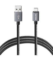 Philips 3A 60W UsbA to Type-C Deri Kaplama Hızlı Şarj ve Data Kablosu 1.2m Siyah 2023DR3A2528B