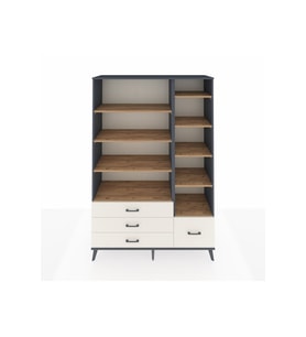 Hyperion Dolap 9 Raflı 4 Çekmeceli  132x44x195 Antrasit-Çam/Aytaşı
