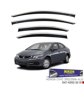 HONDA CIVIC 2012-2015 KROMLU CAM RÜZGARLIĞI  4'lü Set Niken Marka