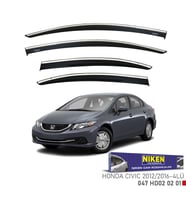 HONDA CIVIC 2012-2015 KROMLU CAM RÜZGARLIĞI  4'lü Set Niken Marka