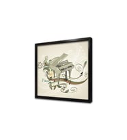 Piyano ve Müzik Notaları Çerçeveli Mdf Tablo