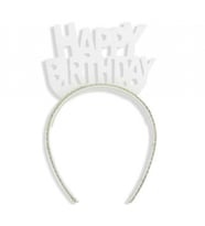 Taç evadan simli taşlı happy bırthday beyaz p1-