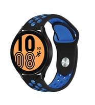 Huawei Honor Magic 2 46Mm 22mm Uyumlu Kordon Silikon Esnek Yumuşak Delikli Spor KRD-02 Kayış (Siyah-Mavi)