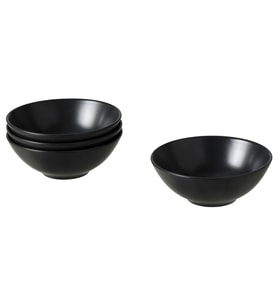 4 Adet Kase Seti, MeridyenDukkan Mat Koyu Gri Antrasit,16 cm Stoneware Fonksiyonel Tasarım