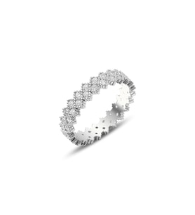 Söğütlü Silver Gümüş çapraz taşlı çift sıralı tamtur yüzük