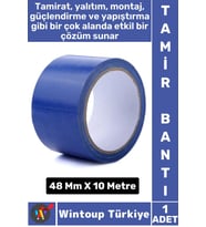 Uzun Ömürlü Su Nem Küfe Dayanıklı Çok Amaçlı MAVİ Montaj Onarım Tamir Bantı 48 Mm X 10 Metre