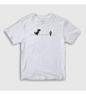 Presmono Unisex Çocuk Beyaz No Internet Dinosaur Dinozor T-Shirt 361829tt