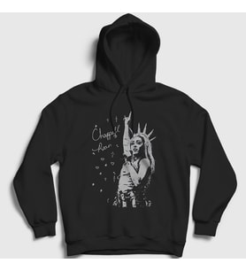 Presmono Unisex Siyah Lady Liberty Müzik Chappell Roan Kapüşonlu Sweatshirt 498120tt
