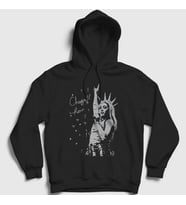 Presmono Unisex Siyah Lady Liberty Müzik Chappell Roan Kapüşonlu Sweatshirt 498120tt