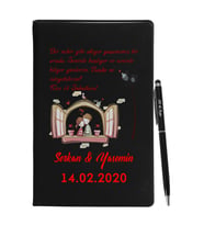 Sevgililer Gününe Özel Siyah Defter Kalem Seti 10