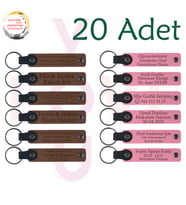 A Kahve & Pembe, Kodlama Kursu Mezunlarına Özel Anı, 20’li Set, Kişiye Özel Yazılı Deri Anahtarlık