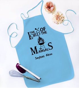 BK Gift Kişiye Özel Lord of The Mangals Tasarımlı Mavi Mutfak Önlüğü-1