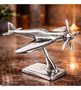 Spitfire Krom Uçak Dekoratif Biblo – Metal Uçak Modeli Ofis Masa Dekoru 19x21 Cm (Karışık)