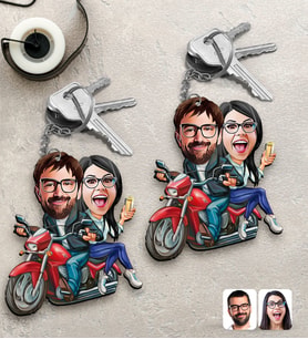 BK Gift Kişiye Özel Sevgililer Karikatürlü 2’li Ahşap Anahtarlık Seti-97