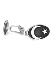 Gümüş Ay Yıldız Kol Düğmesi
