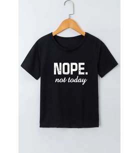 Çocuk Nope Baskılı Pamuklu Tshirt (Siyah)