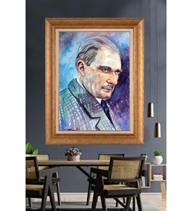Altın Varaklı Çerçeveli Paspartulu Atatürk Tablo DC1613 (Gold)