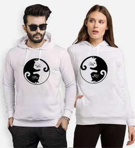 Tshirthane Cat Yingyang Sevgili Kombinleri Kapüşonlu Kombini (Tek Ürün Fiyatıdır.)