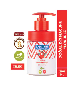 Doğal Çilekli 6 Yaş ve Üzeri Florürlü Diş Macunu Pompalı 200 ml