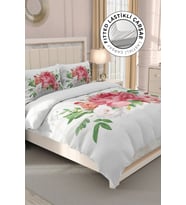 Lastikli Çarşaflı %100 Pamuk Saten Çift Kişilik Nevresim Takımı New Floral